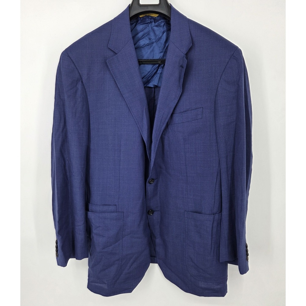 Canali Kei Impeccabile Blue Wool Blazer Jacket IT 60 US 50 R Unlined Italy